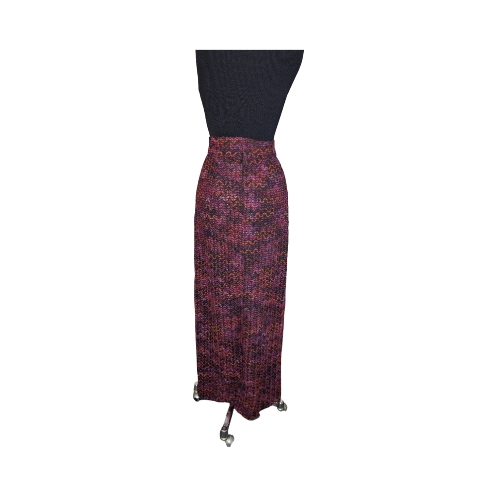 Artsy Boho Handmade Textured Chevron Maxi Skirt, 28" Waist - Picture 3 of 5